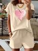 Women’s 2 Piece Outfit Set – Oversized Graphic T-Shirt And Biker Shorts Matching Set, Casual Summer Lounge Tracksuit For Daily Wear-330_ecoleips.com