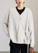 Plus Size V-Neck Wrap Knit Cardigan, Drawstring Waist Sweater With Colorful Buttons_ecoleips.com