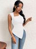 Elegant Style T-shirt - 2026 Spring/Summer New Design - Slant Collar, Slim Fit, Short Style, Solid Color Top_ecoleips.com