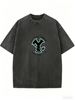 Women's Retro Loose Street Tee, Vintage Washed Cotton Summer Top_ecoleips.com