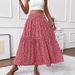 Women's Clothing Fresh Floral Long Skirt Casual Slim Pleated High Waist Skirt_ecoleips.com