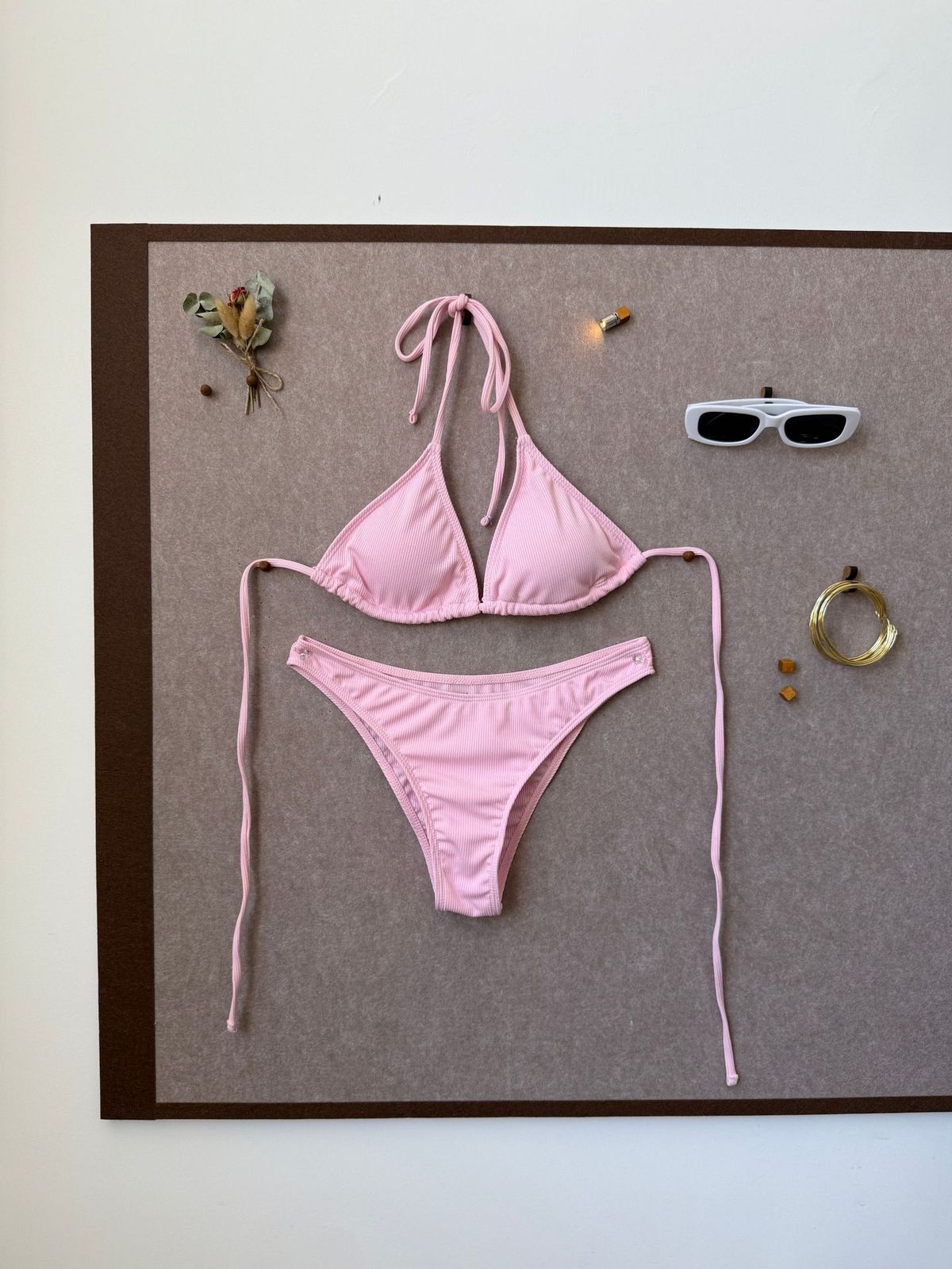 Women's Clothing Modern Ribbed Bikini Set: Sexy Solid Color Two-Piece Swimsuit For Women_ecoleips.com