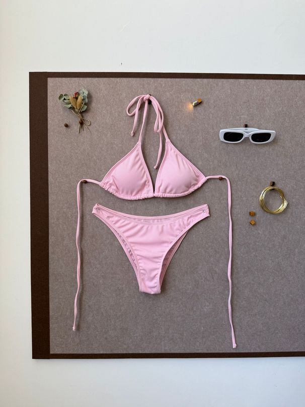 Women's Clothing Modern Ribbed Bikini Set: Sexy Solid Color Two-Piece Swimsuit For Women_ecoleips.com