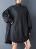 Oversized Shirring Vintage Dresses For Women Spring Autumn New Long Sleeve Stand Collar Loose Casual Dress Fashion Clothing 2025_ecoleips.com