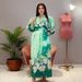 Muslim Dress Women's Clothing Elegant Printed Long Robe Dress – 5/4 Sleeve Modest Dress For Women, Flowy Polyester, Spring & Summer Fashion"_ecoleips.com