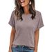 Women's Solid Color Crew Neck Short Sleeve T-Shirt Versatile Color Palette Ribbed Casual Top Summer Hot Selling_ecoleips.com