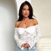 Pure Desire Hot Girl Style Off-Shoulder Fashion Long Sleeve Sexy Lace Hollow Out Top_ecoleips.com