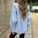 Women's Clothing Elegant Blue White Striped Button Down Shirt Casual Sophisticated Professional Top For Commuting Spring Autumn_ecoleips.com