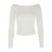 AC429 New Casual Comfortable Solid Color Long Sleeve Pure Desire Ruffle Off-Shoulder Top For Cross-Border_ecoleips.com