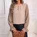 Women's Fashionable Casual Long Sleeve Shirt Spring Autumn Flared Pearl Detail_ecoleips.com