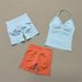 2 Pieces Sports Set Women Backless Halter Tops Fitness Tank Top High Waist Seamless High Stretch Shorts Gym Workout Sets_ecoleips.com