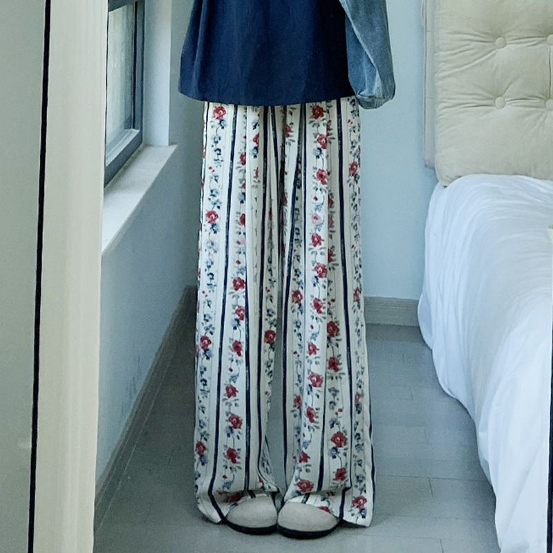 Women's Heavyweight Summer Digital Print Straight Leg Pants Casual Oversized Trendy Sports Wear_ecoleips.com