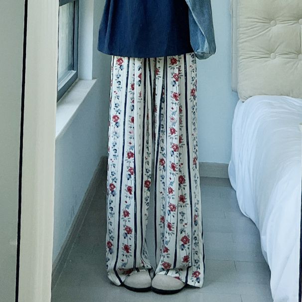 Women's Heavyweight Summer Digital Print Straight Leg Pants Casual Oversized Trendy Sports Wear_ecoleips.com