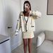 Women's Clothing Knit Cardigan V Neck Elegant White Bow-Knot Knit Cardigan For Women - V-Neck Long Sleeve Casual Blouse With Contrast Trim_ecoleips.com