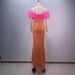 Women's Clothing Deep V Neck Bright Pink Nail Diamond Unique One Shoulder Design High Waist Slimming Party Dress_ecoleips.com