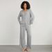 Voya Women's Minimalist Casual Home Suit Set, Solid Color Air-conditioned Suit, Long Pants Two-piece Set For Women_ecoleips.com