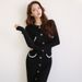 Women's Clothing Women's Elegant Rhinestone Petal Button Cardigan Long Knit Dress Autumn/Winter Korean Style Sweater Dress_ecoleips.com