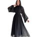 Women's Clothing New Products Temperament Half Turtleneck Zipper Long Sleeve Pleated Swing Medium Length Fairy Dress For Women_ecoleips.com