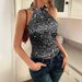 Elegant Halter Neck Sequin Camisole – Glamorous Women's Sleeveless Top (Black/Silver/White/Blue/Pink/Navy/Burgundy/Champagne, S-XL)_ecoleips.com