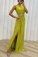 Women's Clothing New Style Pleated Slit Casual Dress INS Sleeveless Fashion Dress Evening Dress For Women_ecoleips.com