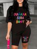 Summer Women's Casual Fashion MANANA Letter Printed Loose T-shirt Shorts Two-piece Set Summer Sportswear Suitable For Daily Wear-177_ecoleips.com