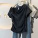 Plus Size French Inspired T-Shirt With Asymmetrical Hem And Ruffle Detail - Flowy Blouse For Women_ecoleips.com