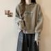 American-style Real-shot Buttoned Cuff Hooded Pullover Short Sweatshirt Women, Loose Lightweight, Suitable For Spring_ecoleips.com
