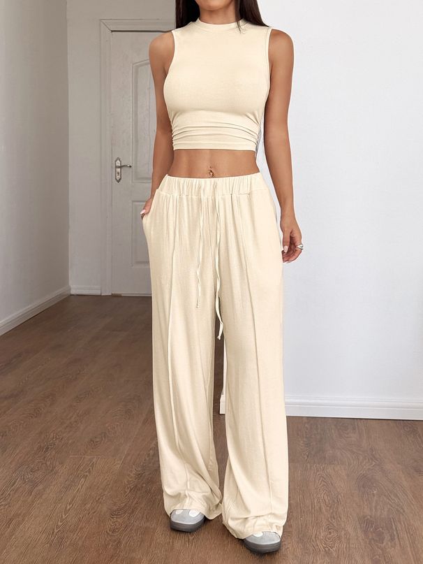 Women's Y2K Design Spring/Summer Vest And Trousers Suit Relaxed Everyday Wear Versatile Comfortable Feshion Trend_ecoleips.com