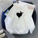 2024 Autumn New Simple Heart Print Hooded Jacket Women's Casual Student Versatile Fleece Sweatshirt_ecoleips.com