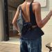 Women's Sleeveless Fitted Waist Top With Ruffled Hem Versatile Style Backless Design Bow Tie_ecoleips.com