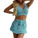 2025 Hot Style European And American Hand-Crocheted Bikini Strapless Sexy Versatile Hollow Pleated Skirt Two-Piece_ecoleips.com