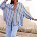 Women's Clothing Early Spring New Fashion Elegant Casual Contrast Color Striped Shirt Loose Long Sleeves_ecoleips.com