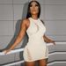 2023 Spring Summer New Fashion Solid Color Hollow Out Round Neck Sleeveless Top Slim Fit Half Skirt Set_ecoleips.com