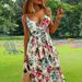 Boho Printed Maxi Dress Women V Neck Sleeveless Spaghetti Strap Casual Vacation Dress_ecoleips.com