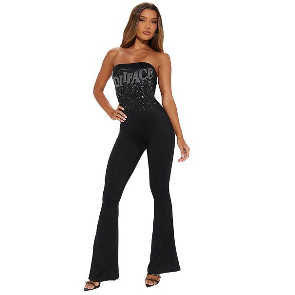 Women's Clothing Fashion Women's Clothing Sexy Tube Top Solid Color Trousers Hot Diamond Jumpsuit_ecoleips.com
