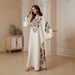 Women's V Neck Long Robe Printed Tassel Elegant Cross Border Elegance Muslim Fashion Clothing SW2614_ecoleips.com
