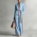 Women's Color Block Cardigan Shirt And Wide Leg Pants Set Casual Spring/Summer Two-Piece Outfit European American Style_ecoleips.com