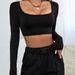New Cross-border Euroean And American Women's Fashion Sorty Casual Croed Knitted High-elastic Long-sleeve T-shirt_ecoleips.com