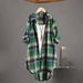 Women's Clothing Long Plaid Thin Coat Sunscreen Shirt Spring And Autumn Swallowtail Top Long Sleeved Shirt_ecoleips.com