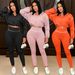 Women's Stylish Casual Sportswear Set - Slim Fit Long Sleeve Zip-Up Two-Piece Outfit For Spring & Fall_ecoleips.com