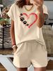 Women’s 2 Piece Outfit Set – Oversized Graphic T-Shirt And Biker Shorts Matching Set, Casual Summer Lounge Tracksuit For Daily Wear-367_ecoleips.com