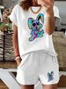 Women’s 2 Piece Outfit Set – Oversized Graphic T-Shirt And Biker Shorts Matching Set, Casual Summer Lounge Tracksuit For Daily Wear-345_ecoleips.com