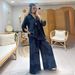 Women's Plus Size Spring/Summer Two Piece Set Printed Casual Top With Drawstring Wide Leg Pants_ecoleips.com