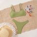 Solid Red Ribbed Scoop Neck Bikini Set Thin Strap High Cut Two Piece Beach Swimsuit_ecoleips.com