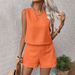 Women's Solid Color Sleeveless Vest And Shorts Set Casual Imitation Cotton-Linen Two-Piece Spring/Summer Fashion Outfit_ecoleips.com