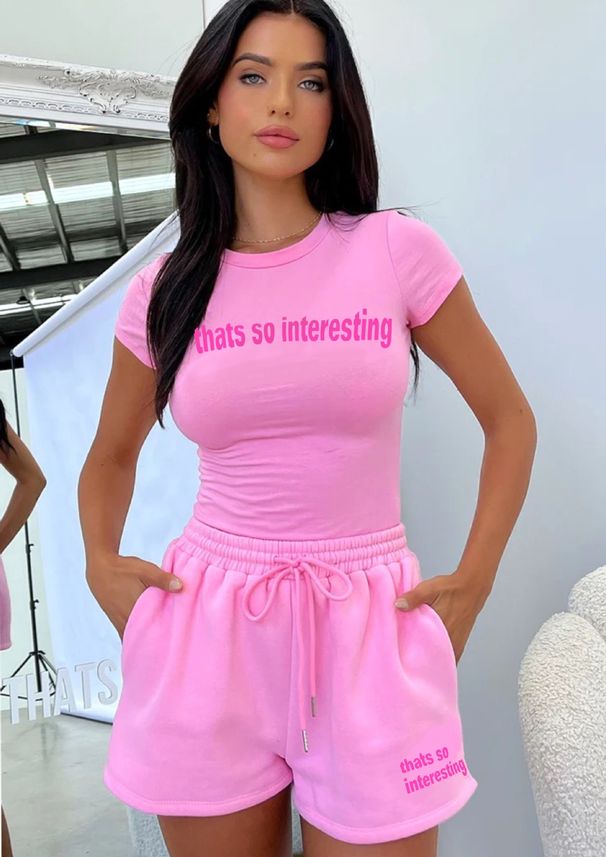 Women's Letter Graphic Short Sleeve Set - Trendy Summer Outfit With Slim-Fit Crop Top & Shorts_ecoleips.com