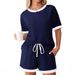European And American Style Women's Pajama Set Solid Color Ribbed Short Sleeved Home Wear Summer New 2026_ecoleips.com
