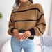 2026 New Knitted Half Turtleneck Pullover Top European And American Style Women's Sweater For Outerwear Striped_ecoleips.com