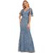 Women's Clothing Evening Dress Plus Size Embroidered Sequined Ball Gown For Women With Lotus Leaf Sleeves And Fishtail Long Skirt_ecoleips.com