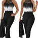 Women's Clothing Temperament Commuting Printed Cross Strap Gradient Top Solid Color Skinny Pants Two Piece Set_ecoleips.com
